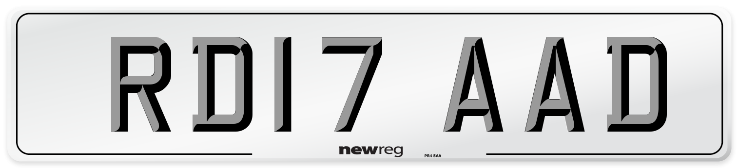 RD17 AAD Number Plate from New Reg